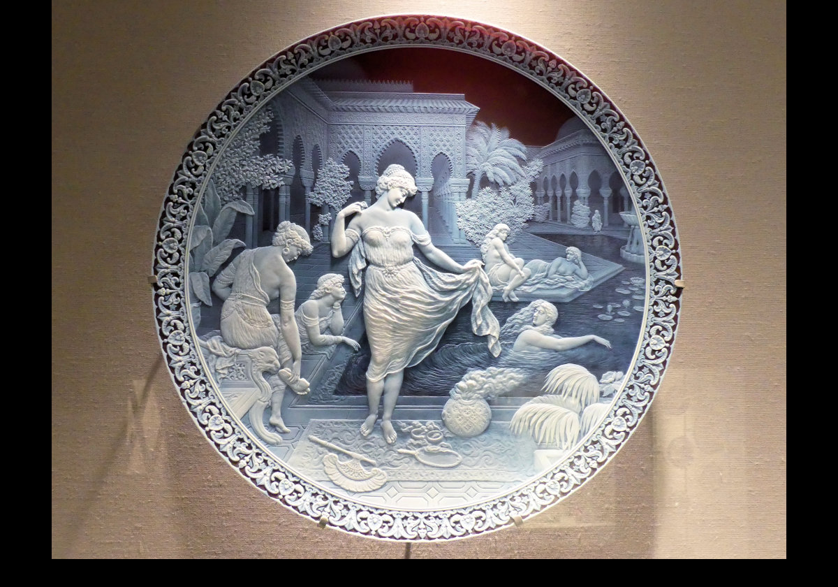 1898 English Cameo Plaque of "Moorish Bathers".  Thomas Webb & Sons, signed by George Webb.