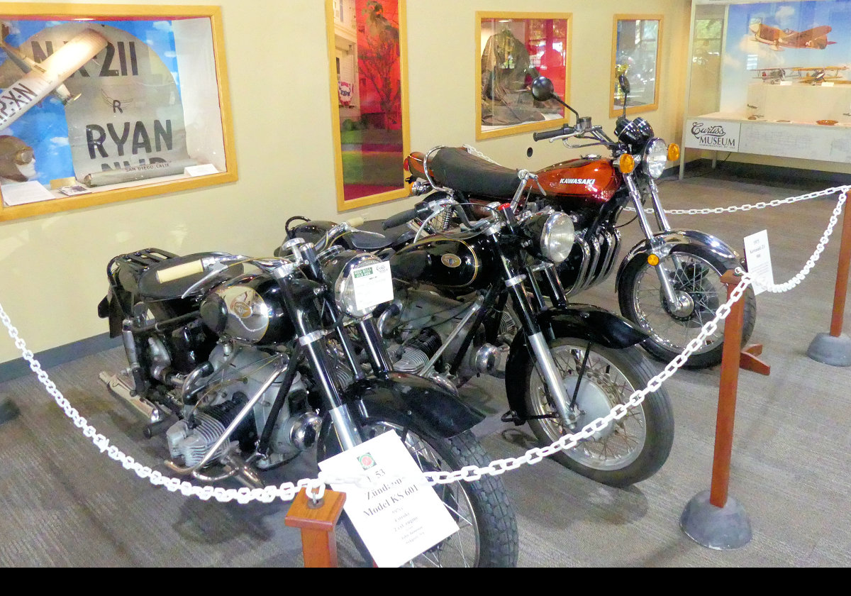 Front: 1953 ZÃ¼ndapp KS601  -  Middle:  Another ZÃ¼ndapp  -  Rear:  1973 Kawasaki Z1 900